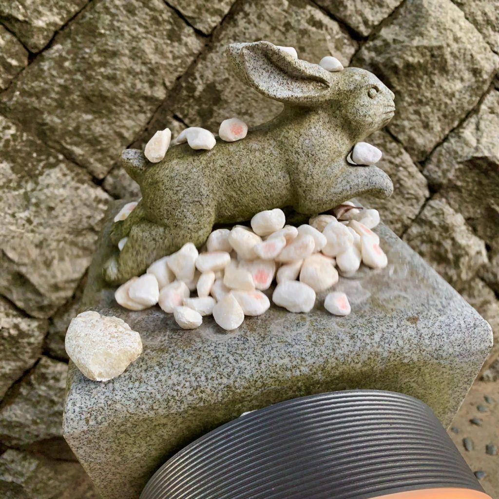 白兎神社の参道沿いの白うさぎの像
