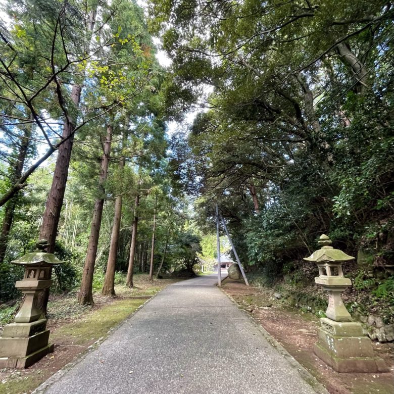 鳥取県東伯郡湯梨浜町にある倭文神社の自然に囲まれた参道